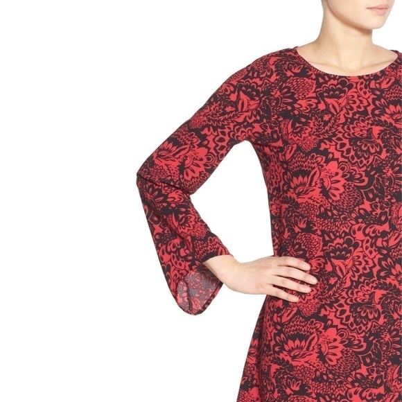 Leith Print Bell Sleeve Shift Dress High Low Small - Picture 3 of 8